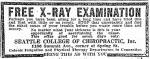 Seattle College of Chiropractic – X-ray Exam ad 1929